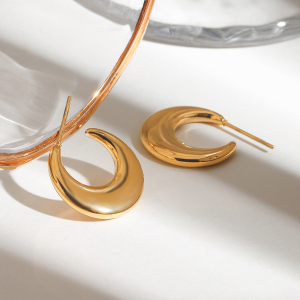 Boucles D'Oreilles Pendantes Moon En Acier Inoxydable Étanche, Couleur Or, Pour Femmes h5 Image4