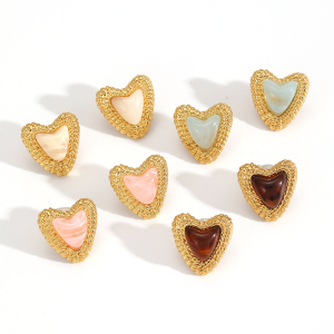 Boucles D'Oreilles Puces Sweet Heart En Acier Inoxydable Étanche Couleur Or h5 Image3