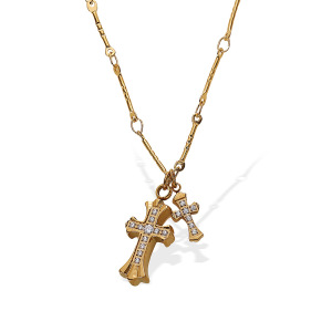Colliers Avec Pendentif Croix En Acier Titane Couleur Or h5 Image5