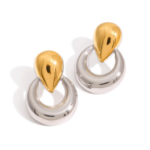 Boucles D'Oreilles Puces Pour Femmes, En Acier Inoxydable, Étanches, Couleur Or, Modèle Goutte Simple h5 Image4
