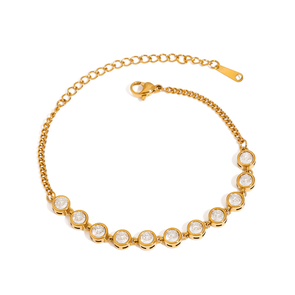 Bracelet Chaîne Classique Pour Femme, En Acier Inoxydable Étanche, Couleur Or (1 Pièce). Image8