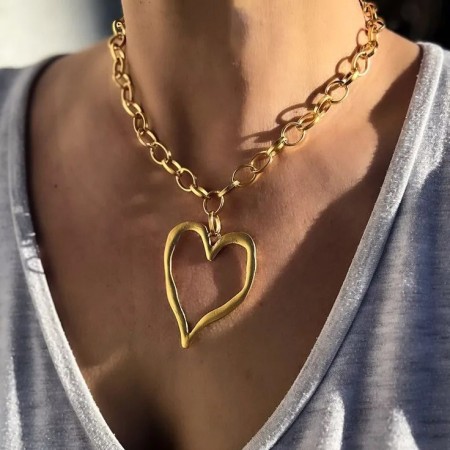 Colliers pendentifs en acier inoxydable étanche couleur or, forme cœur, série simple