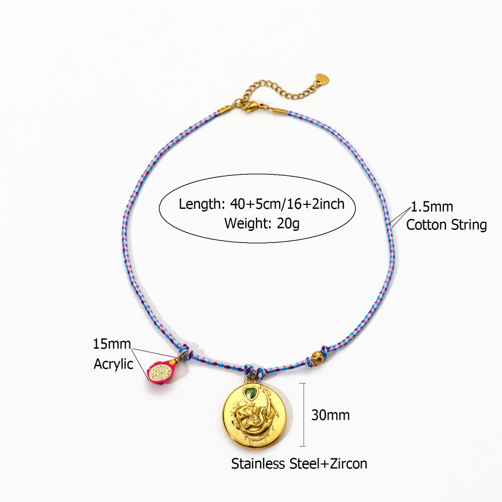 Colliers Pendentifs Rétro Annulaires En Acier Inoxydable Étanche Couleur Or Pour Femmes, Collection Constellation h5Image2