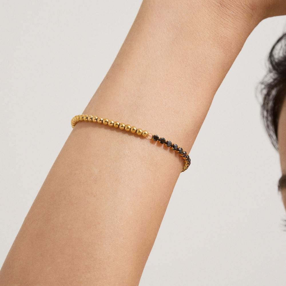 Bracelets À Perles Classiques Pour Femmes, En Acier Inoxydable, Étanches, Couleur Or Image7