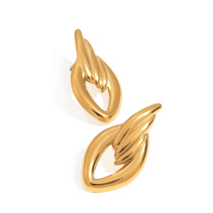 Boucles D'Oreilles À Tige Géométriques En Acier Inoxydable Couleur Or De Style Ins h5 Image2