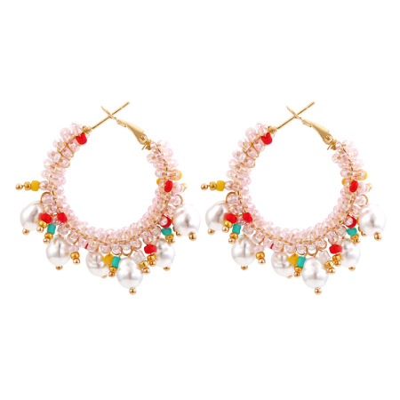1 paire de boucles d'oreilles élégantes en perles torsadées