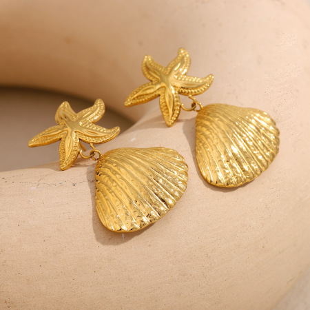 Boucles d'oreilles pour femmes Ocean Series Starfish Fashion en acier inoxydable étanches 2