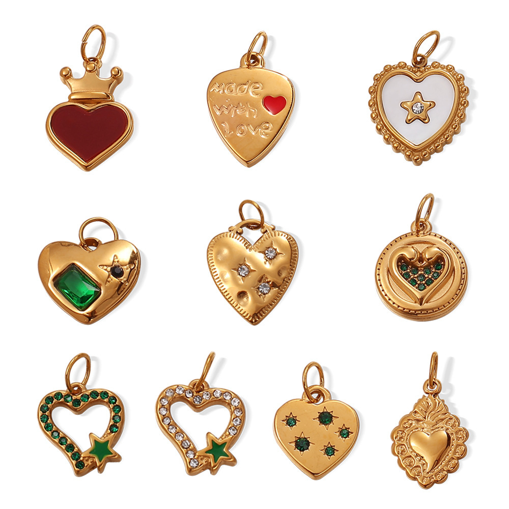 Pendentifs Daily Heart En Acier Inoxydable Étanche Couleur Or Image5