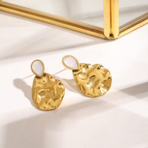 1 Paire De Boucles D'Oreilles Pendantes Rétro En Acier Inoxydable Étanche Couleur Or Pour Femme h5 Image2