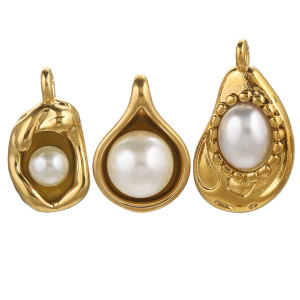 Pendentif Femme En Acier Inoxydable Étanche Couleur Or, Forme Goutte Irrégulière Personnalisable (1 Pièce) h5 Image9