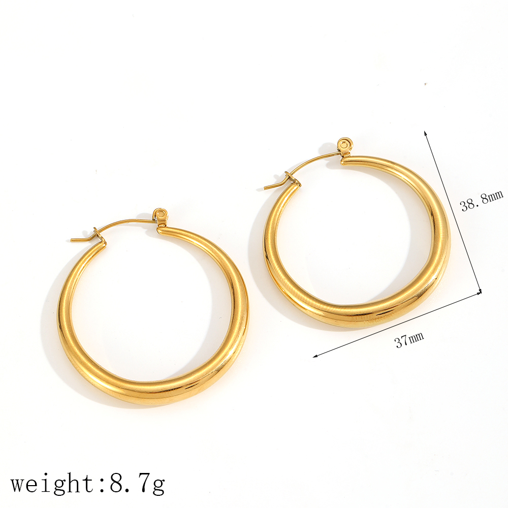 Boucles D'Oreilles Créoles Classiques En Acier Inoxydable Étanche Couleur Or 