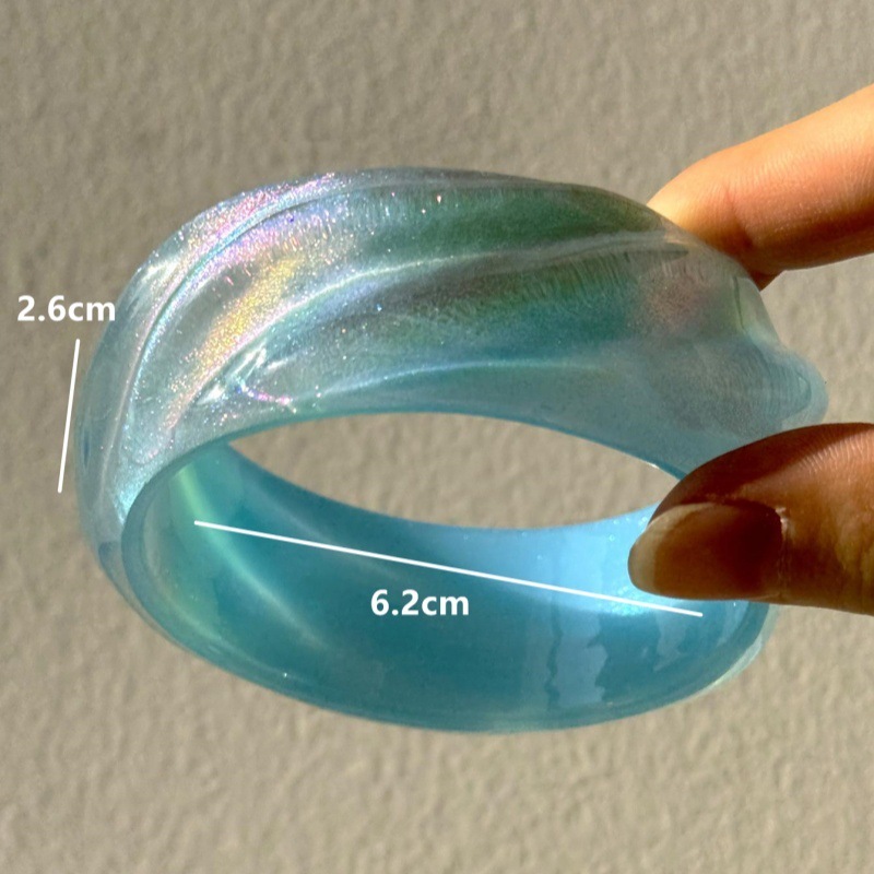 Bracelet Simple En Résine De Couleur Unie Pour Femme, 1 Pièce h5Image4