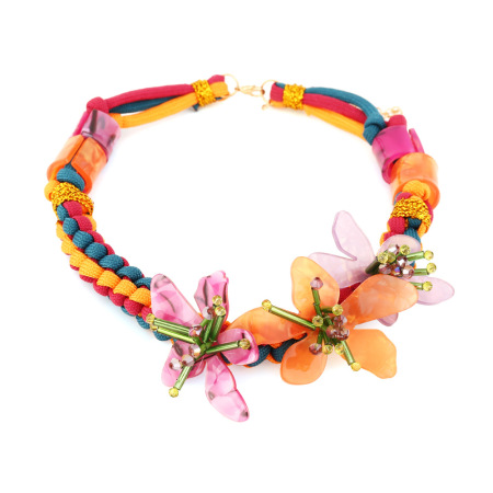 Collier de perles en acrylique pour femme, série romantique, motif floral rétro, 1 pièce 2