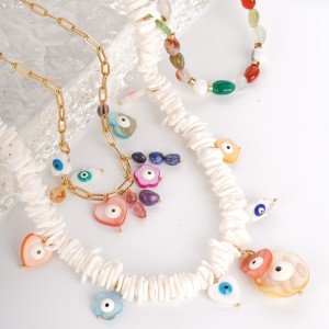 Collier De Perles Aléatoires Pour Femme, Collection Délicate, Motif Œil De Vacances, Coquillage Naturel, Acier Inoxydable, Étanche, Couleur Or. h5 Image4