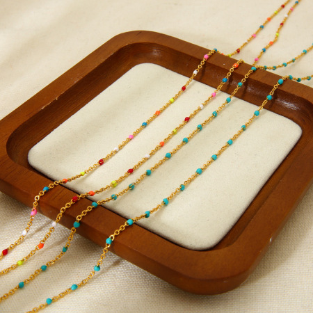 Légèreté, luxe et douceur multicolores - Collier de perles étanche en acier inoxydable à faire soi-même 2