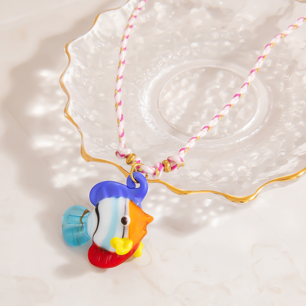Colliers À Pendentif En Verre Pour Femmes Avec Poissons Tropicaux h5Image5