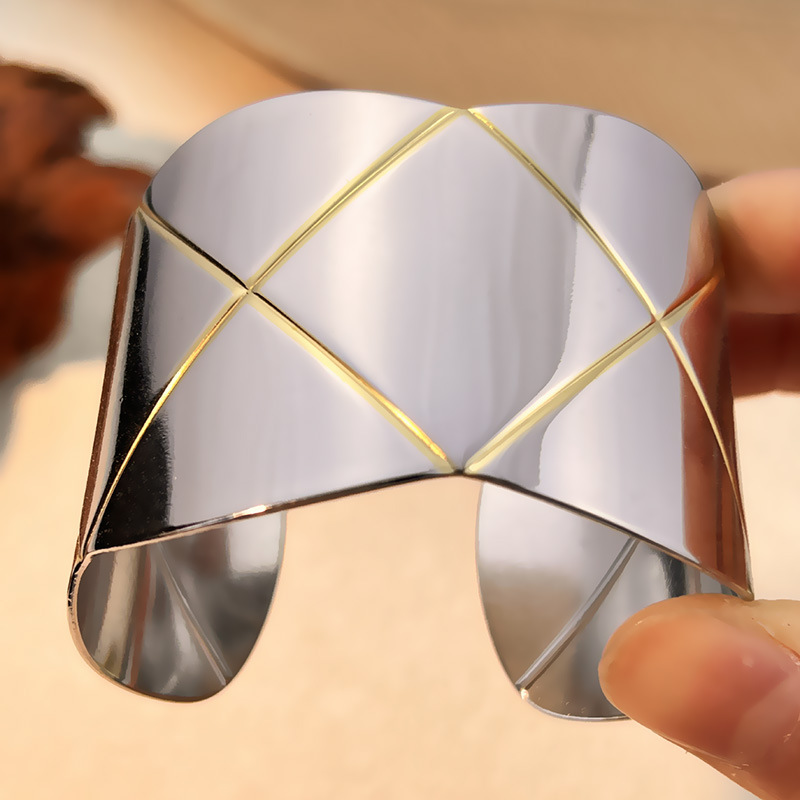 Bracelets Manchettes Étanches En Acier Inoxydable À Carreaux Multicolores 