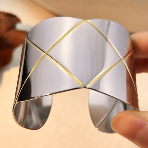 Bracelets Manchettes Étanches En Acier Inoxydable À Carreaux Multicolores h5 