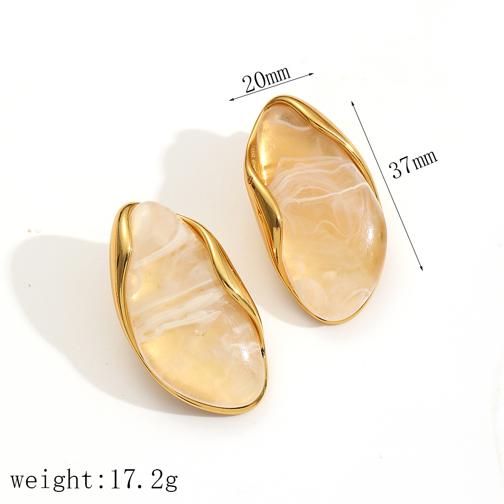 Boucles D'Oreilles Puces Vintage Géométriques Irrégulières En Acier Inoxydable Étanche Couleur Or Pour Femmes Image7