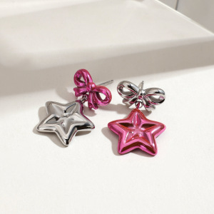 Boucles D'Oreilles Pendantes En Acier Inoxydable Imperméables, Style Tendance Et Élégant, En Forme D'Étoile h5 Image2
