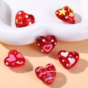 Perles De Verre En Forme De Cœur Rouge Élégant Et Doux Pour Bijoux À Faire Soi-Même h5 Image2