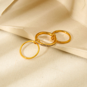 Bague Femme En Acier Inoxydable Doré, Imperméable, À Maillons Empilables Et À La Mode h5 Image3