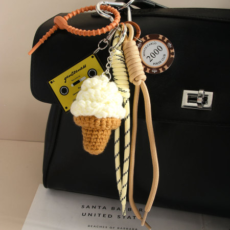Breloques de sac pour femme en forme de glace au crochet