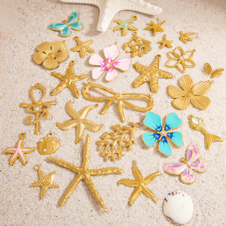 Pendentifs Ins Style Oceanic en acier inoxydable couleur or