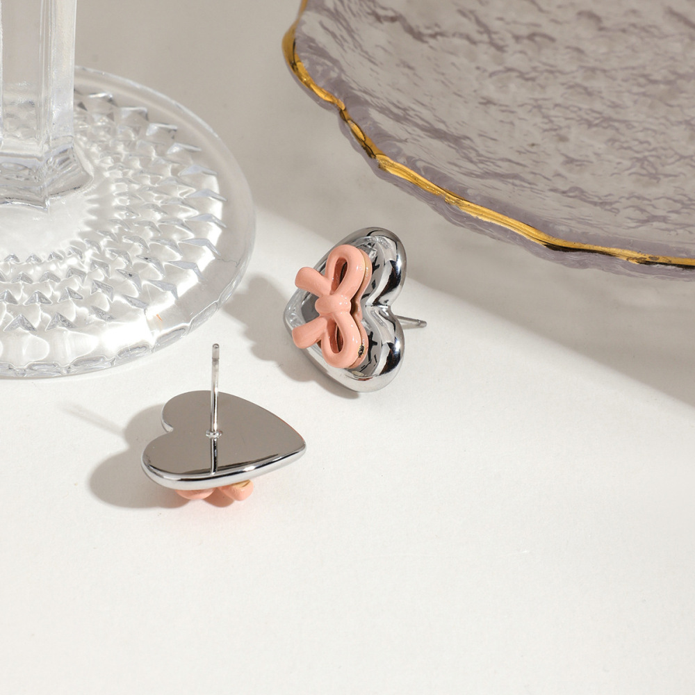 Boucles D'Oreilles Puces Sweet Heart En Acier Inoxydable Étanches Image5