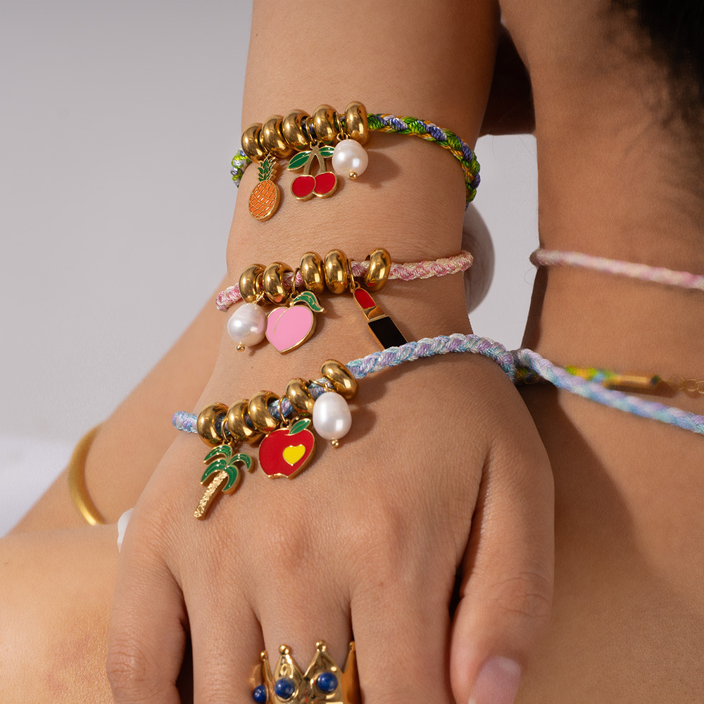 Colliers Pendentifs Pour Femmes, Motif Fruits Tropicaux, En Acier Inoxydable Étanche, Couleur Or Image5