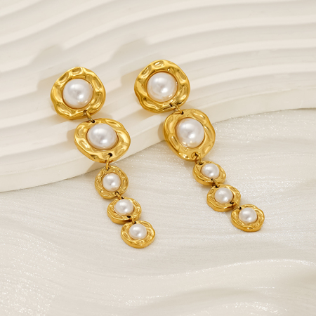 Boucles d'oreilles pendantes en acier inoxydable étanche couleur or