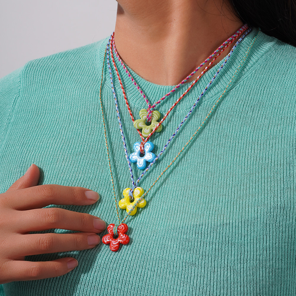 Collier Avec Pendentif En Verre Pour Femme, Série Romantique, Motif Fleur Douce, 1 Pièce Image4