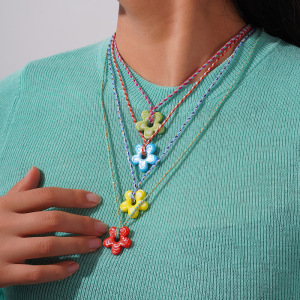 Collier Avec Pendentif En Verre Pour Femme, Série Romantique, Motif Fleur Douce, 1 Pièce h5 Image4