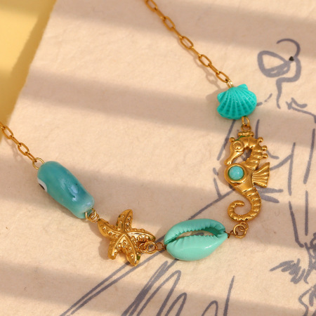 Collier Avec Pendentif Tortue Mignon En Acier Inoxydable Couleur Or Pour Femme, Série Simple, 1 Pièce 2