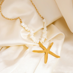 Collier Étanche En Acier Inoxydable Doré - Étoile De Mer - Collection Creative Ocean Series h5 Image3