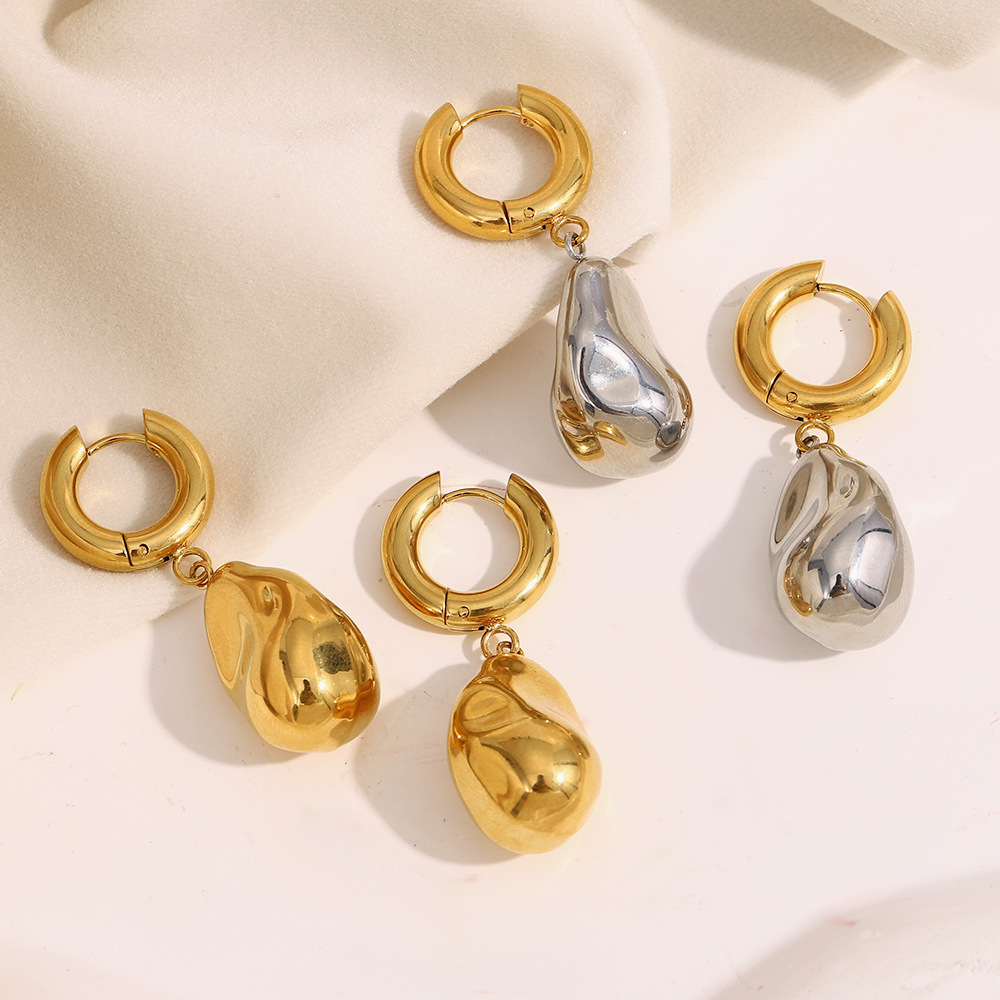 Boucles D'Oreilles Légères Et Élégantes En Acier Inoxydable Doré Pour Femmes Image4