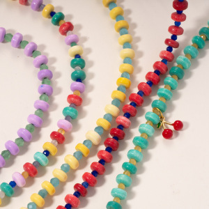 Colliers De Perles Pour Femmes En Acier Inoxydable, Couleur Or, Avec Perles De Pierre Naturelle Éclatantes h5 Image3