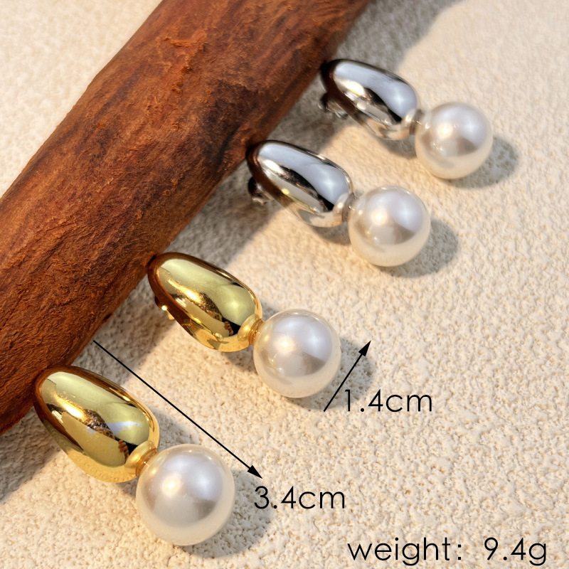 Boucles D'Oreilles Puces Classiques En Acier Inoxydable, Couleur Or, Imperméables, En Forme De Goutte Image3