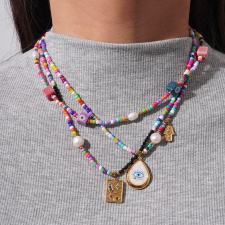Colliers de perles pour femmes en pierre naturelle, série romantique colorée