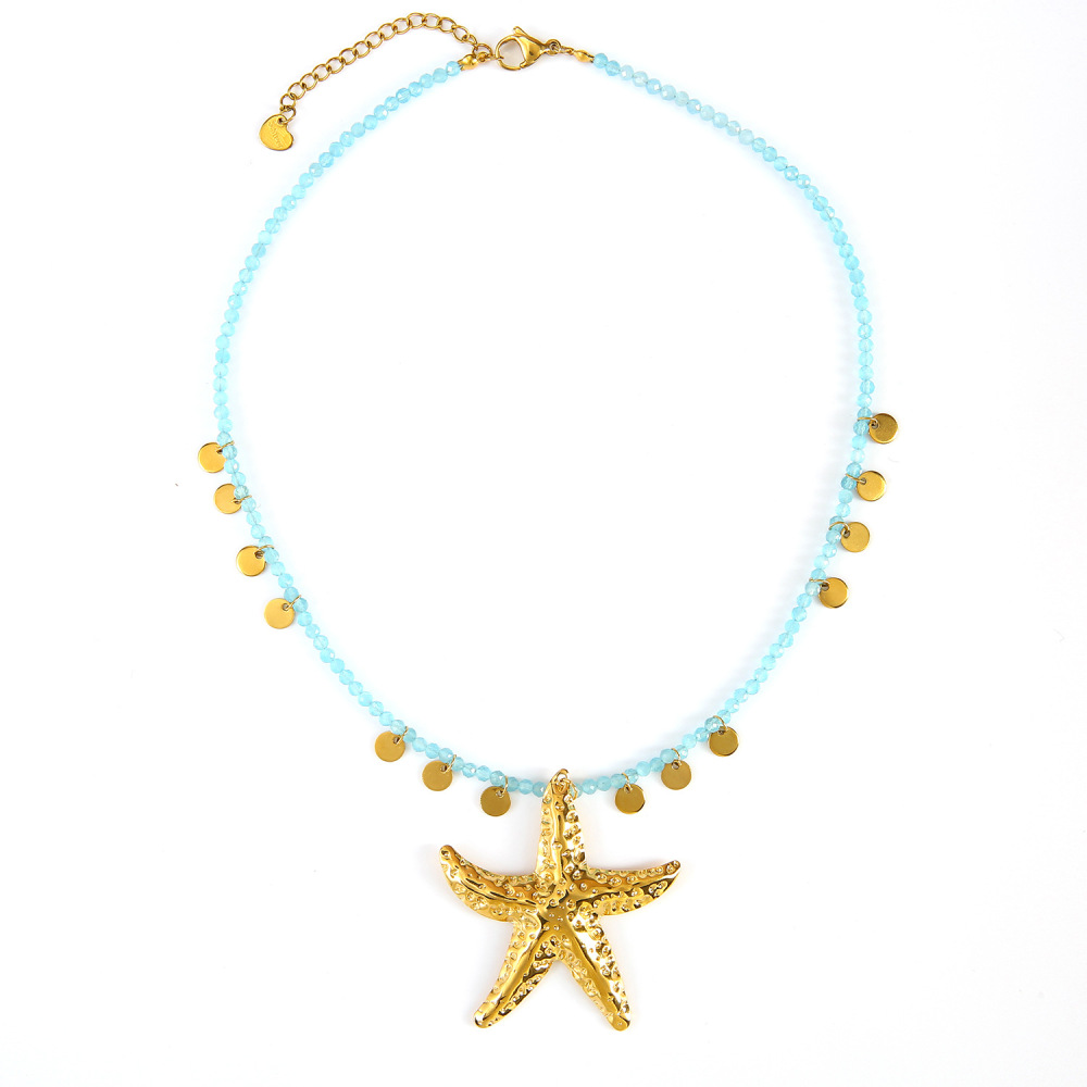 Colliers Pendentifs Pour Femmes En Acier Inoxydable, Couleur Or, Motif Étoile De Mer Océanique Image7