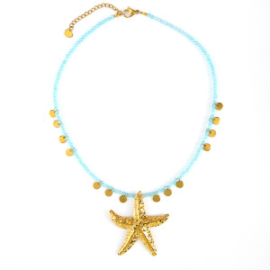 Colliers Pendentifs Pour Femmes En Acier Inoxydable, Couleur Or, Motif Étoile De Mer Océanique h5 Image7