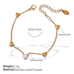 Collier Chaîne En Acier Inoxydable Couleur Or Avec Cœur, 1 Pièce h5 