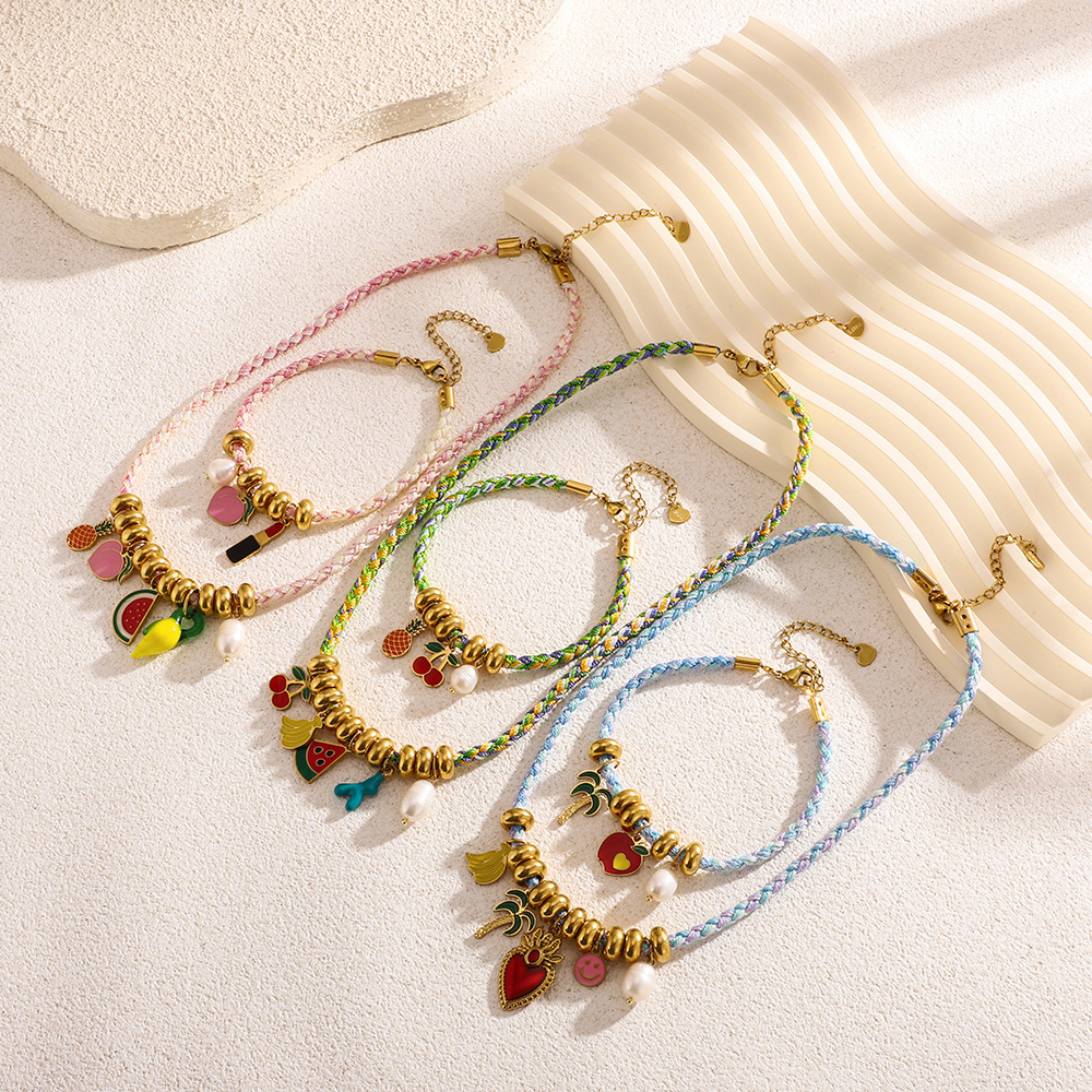 Colliers Pendentifs Pour Femmes, Motif Fruits Tropicaux, En Acier Inoxydable Étanche, Couleur Or Image4