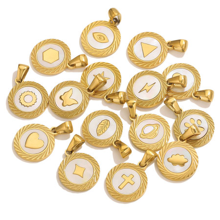 Pendentif délicat en forme de cercle, en acier inoxydable étanche, couleur or, pour femme (1 pièce)