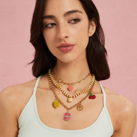 collier avec pendentif en pierre naturelle en acier inoxydable pour femme, motif fruit d', 1 pièce