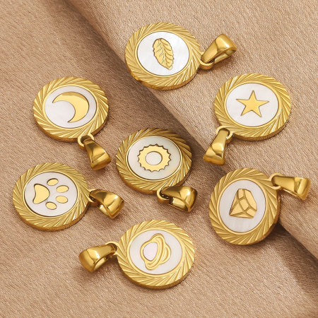 Pendentif délicat en forme de cercle, en acier inoxydable étanche, couleur or, pour femme (1 pièce) 2
