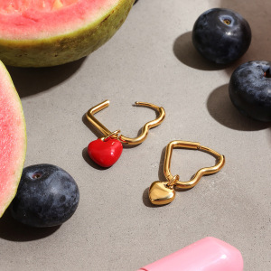 Boucles D'Oreilles Pendantes En Acier Inoxydable Couleur Or En Forme De Cœur Ins Style h5 Image5