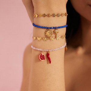 Bracelets À Breloques Pour Femmes Vivid Fruits En Acier Inoxydable Étanche Couleur Or h5 Image3