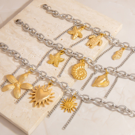Bracelet femme Étoile de mer et coquillage de la série Ocean