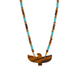 Collier De Perles Pour Femme, Style Bohème, En Acier Inoxydable, Couleur Or, Forme D'Aigle, 1 Pièce, De La Série Ethnique h5 Image7